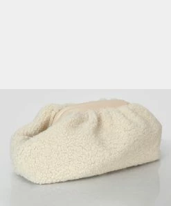 Public Desire UK Bags Compatible Ecru Borg Clutch Bag