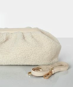 Public Desire UK Bags Compatible Ecru Borg Clutch Bag 5 Public Desire UK Bags Compatible Ecru Borg Clutch Bag