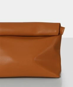 Public Desire UK The Aria Caramel Folded Detail Clutch Bag NEW IN