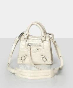 Public Desire UK The Bea Ecru Zip Detail Mini Handbag