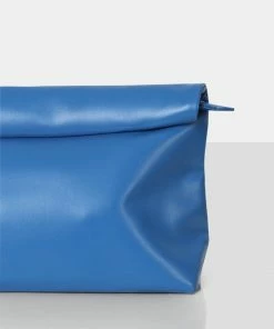 Public Desire UK The Aria Cobalt Folded Detail Clutch Bag NEW IN