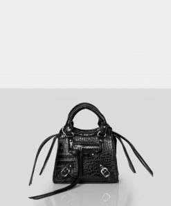 Public Desire UK Evening Bags The Bea Black Zip Detail Mini Handbag