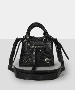 Public Desire UK Evening Bags The Bea Black Zip Detail Mini Handbag