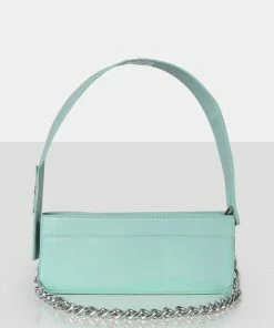 Public Desire UK The Koa Mint Long Chain Detail Shoulder Bag NEW IN