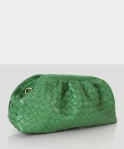 Public Desire UK Bags Project Green Weave Clutch Bag