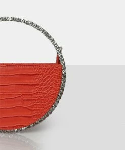 Public Desire UK The Alessia Orange Circle Diamante Mini Handbag