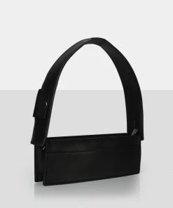 Public Desire UK The Koa Black Long Chain Detail Shoulder Bag NEW IN