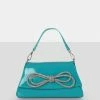 Public Desire UK NEW IN The Faya Teal Bow Detail Diamante Crossbody Bag