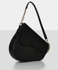 Public Desire UK The Fox Black Saddle Shoulder Bag