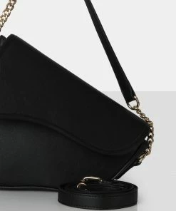 Public Desire UK The Fox Black Saddle Shoulder Bag