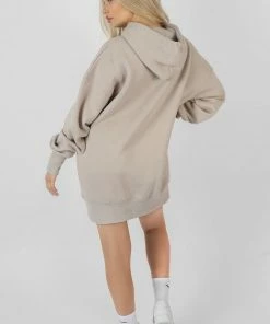 Public Desire UK Oversized Sweat Hoodie Dress Ash