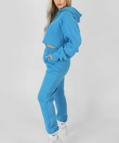 Public Desire UK Oversized Cropped Sweat Hoodie Blue KAIIA CLOTHING