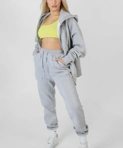 Public Desire UK Oversized Zip Through Hoodie Grey Marl