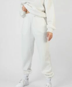 Public Desire UK Tonal Embroidery Joggers Ecru KAIIA CLOTHING