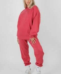 Public Desire UK Tonal Embroidery Joggers Coral KAIIA CLOTHING