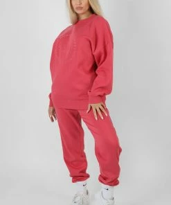 Public Desire UK Tonal Embroidery Joggers Coral KAIIA CLOTHING