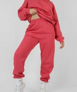 Public Desire UK Tonal Embroidery Joggers Coral KAIIA CLOTHING