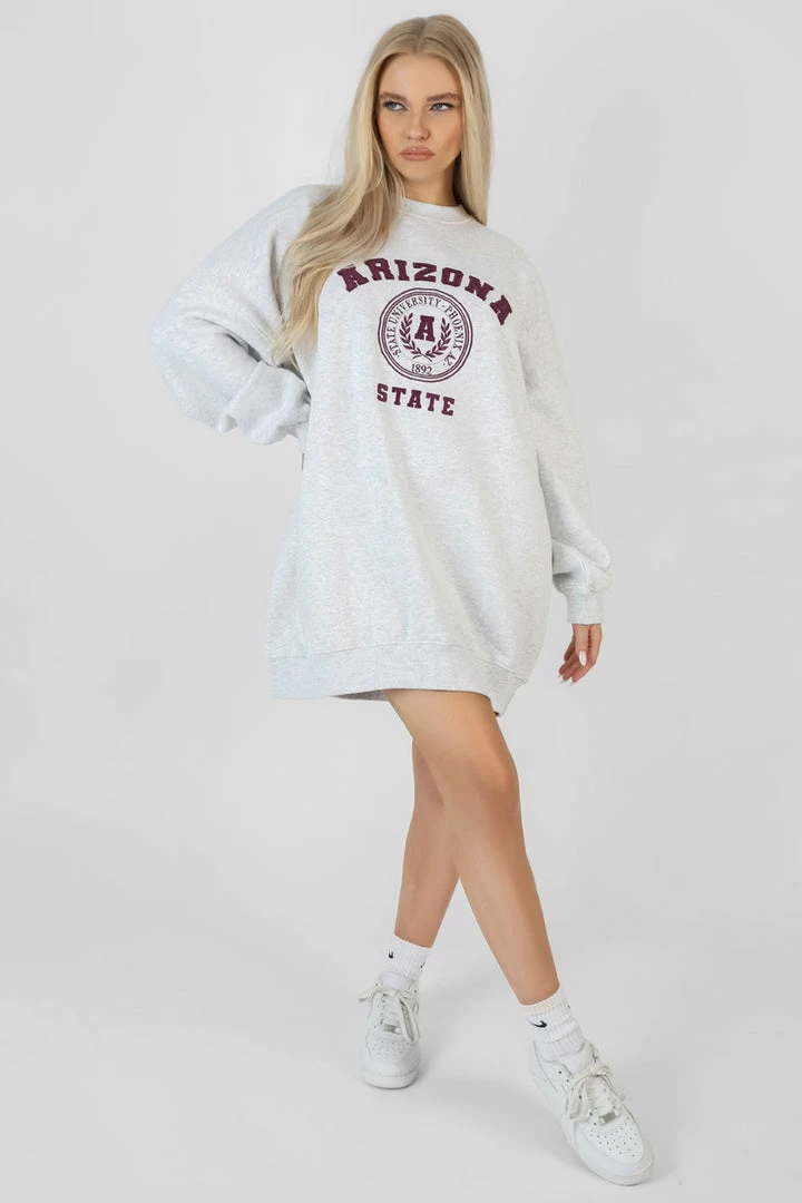 Public Desire UK Arizona Graphic Sweat Dress Oatmeal Marl KAIIA CLOTHING 2 Public Desire UK Arizona Graphic Sweat Dress Oatmeal Marl KAIIA CLOTHING