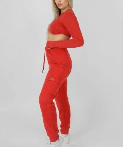 Public Desire UK Cargo Joggers Red