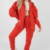 Public Desire UK Oversized Zip Through Hoodie Red