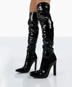 Public Desire UK Kenza X Public Desire Pyrite Black Patent Over The Knee Heeled Boots 7 Public Desire UK Kenza X Public Desire Pyrite Black Patent Over The Knee Heeled Boots