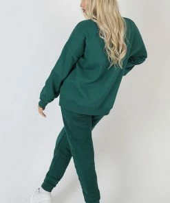 Public Desire UK Monaco Embroidered Sweatshirt Forest Green