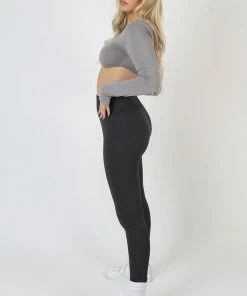 Public Desire UK Long Sleeve Underbust Top Dark Grey 10 Public Desire UK Long Sleeve Underbust Top Dark Grey