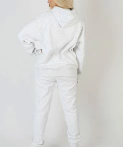 Public Desire UK KAIIA CLOTHING Embroidered Wave Slogan Seam Front 90'S Joggers Oatmeal Marl