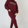 Public Desire UK Embroidered Pocket 90'S Joggers Berry