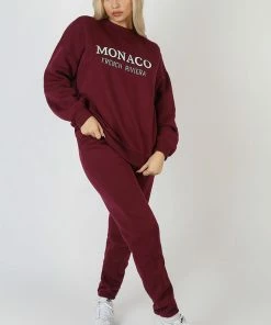 Public Desire UK Embroidered Pocket 90'S Joggers Berry