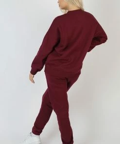 Public Desire UK Monaco Embroidered Sweatshirt Berry KAIIA CLOTHING