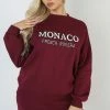 Public Desire UK Monaco Embroidered Sweatshirt Berry KAIIA CLOTHING
