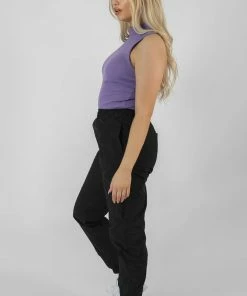 Public Desire UK High Neck Rib Bodysuit Violet KAIIA CLOTHING