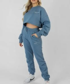 Public Desire UK KAIIA CLOTHING Be Your Own Muse Wave Print Joggers Blue