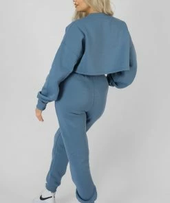 Public Desire UK KAIIA CLOTHING Be Your Own Muse Wave Print Joggers Blue