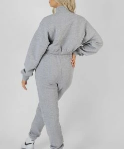 Public Desire UK KAIIA CLOTHING Oversized Rib 90'S Joggers Grey Marl