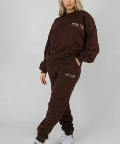 Public Desire UK New York Oversized Sweatshirt Chocolate