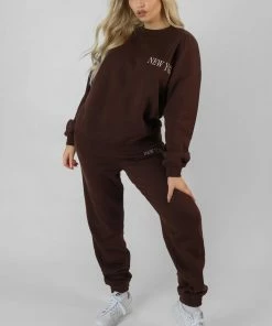 Public Desire UK New York Oversized Sweatshirt Chocolate