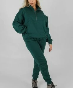Public Desire UK KAIIA CLOTHING Seam Front 90S Joggers Forest Green