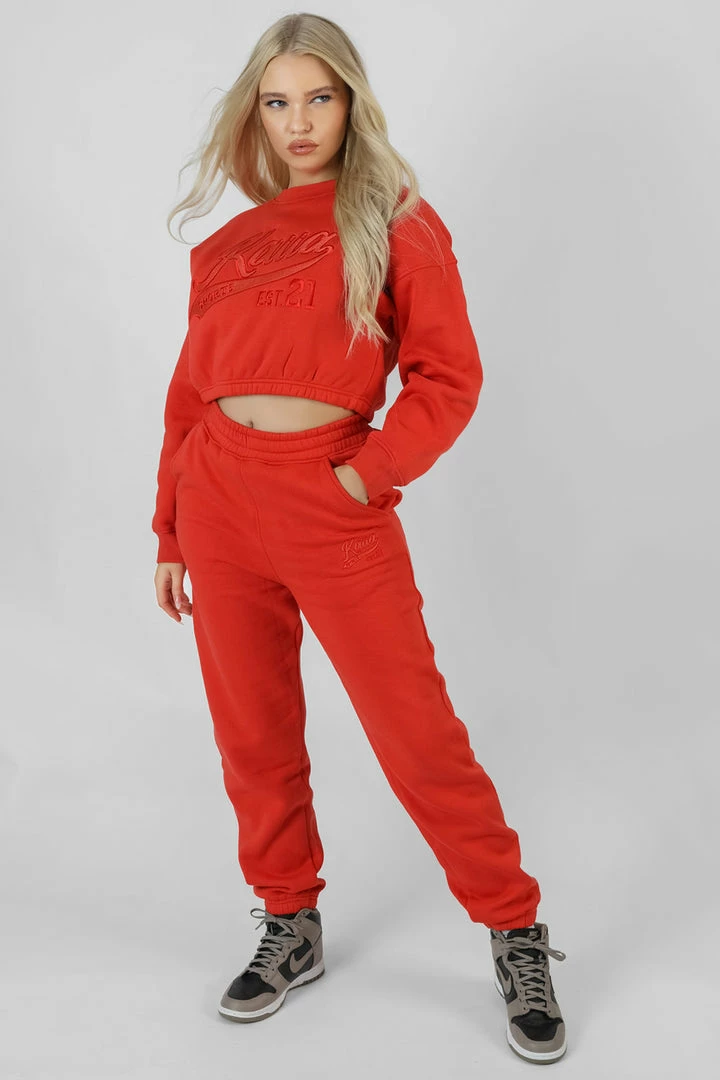 Public Desire UK Varsity Tonal Sweatshirt Flame Red 1 Public Desire UK Varsity Tonal Sweatshirt Flame Red