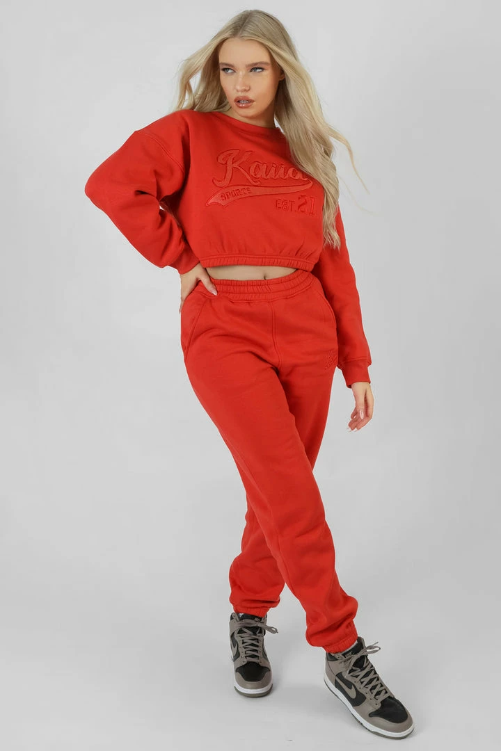 Public Desire UK Varsity Tonal Sweatshirt Flame Red 2 Public Desire UK Varsity Tonal Sweatshirt Flame Red