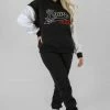 Public Desire UK KAIIA CLOTHING Varsity Contrast Sleeve Hoodie Black
