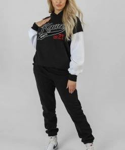 Public Desire UK Varsity Seam Front 90'S Joggers Black