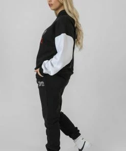 Public Desire UK KAIIA CLOTHING Varsity Contrast Sleeve Hoodie Black