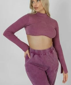 Public Desire UK Athleisure High Neck Underbust Top Purple