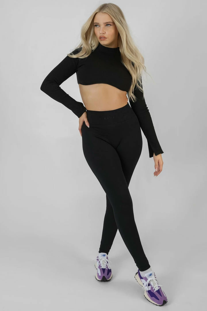Public Desire UK KAIIA CLOTHING Athleisure High Neck Underbust Top Black 1 Public Desire UK KAIIA CLOTHING Athleisure High Neck Underbust Top Black
