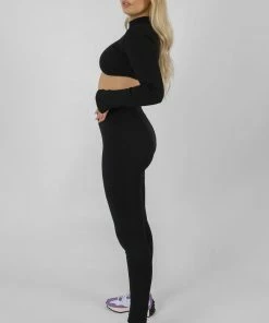 Public Desire UK KAIIA CLOTHING Athleisure High Neck Underbust Top Black 7 Public Desire UK KAIIA CLOTHING Athleisure High Neck Underbust Top Black