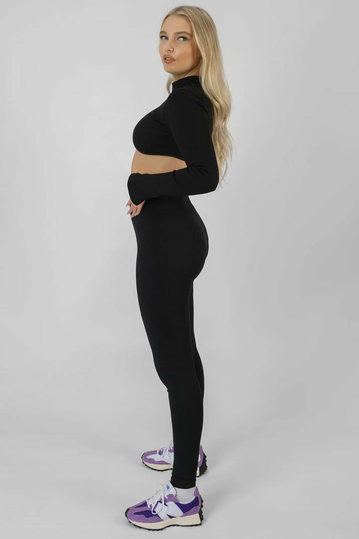 Public Desire UK KAIIA CLOTHING Athleisure High Neck Underbust Top Black 3 Public Desire UK KAIIA CLOTHING Athleisure High Neck Underbust Top Black