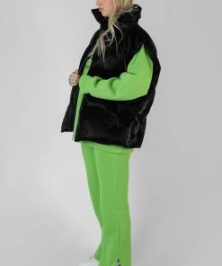 Public Desire UK High Shine Holographic Gillet Black KAIIA CLOTHING