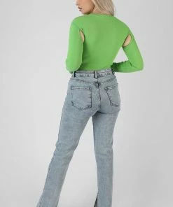 Public Desire UK Contrast Stitch Bodysuit Green